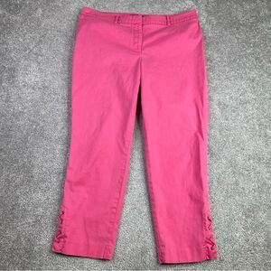 Talbots Pants Women's 14 Hot Pink Cropped Straight High Rise Chino Summer Casual